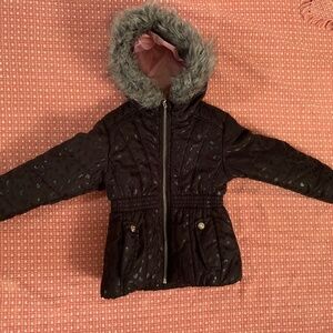 Girls 4 year old Winter Jacket R 88 By S.Rothschild Black hearts 4T Puffer PM9A